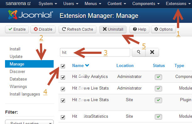 Joomla Extension Uninstall